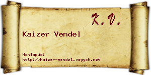 Kaizer Vendel névjegykártya